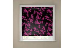 Butterfly and Black Blossom Roller Blind - 2ft - Pink.